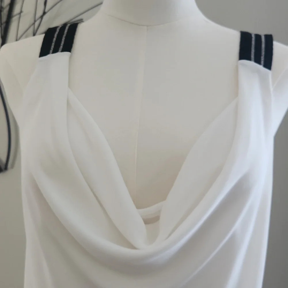 White House Black Market Ball Chain-Trim Draped Cami, Size Large - Picture 3 of 10